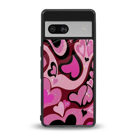 Y2K Magenta Meltdown Hearts back phone cover | glass case for google pixel 7a