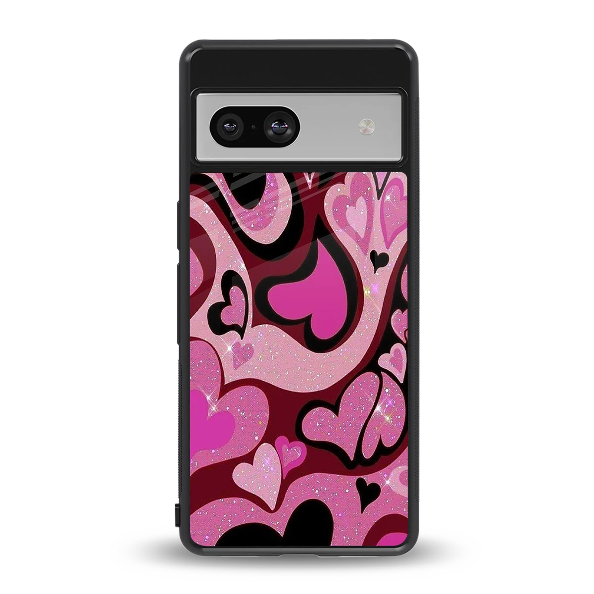 Y2K Magenta Meltdown Hearts back phone cover | glass case for google pixel 7