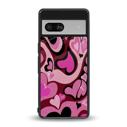 Y2K Magenta Meltdown Hearts back phone cover | glass case for google pixel 7