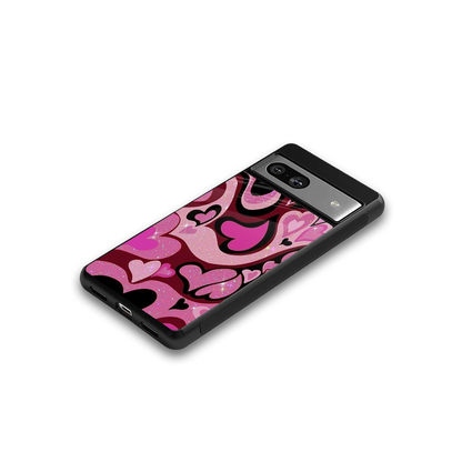 Y2K Magenta Meltdown Hearts google pixel 7a mobile cover | shockproof glass phone case