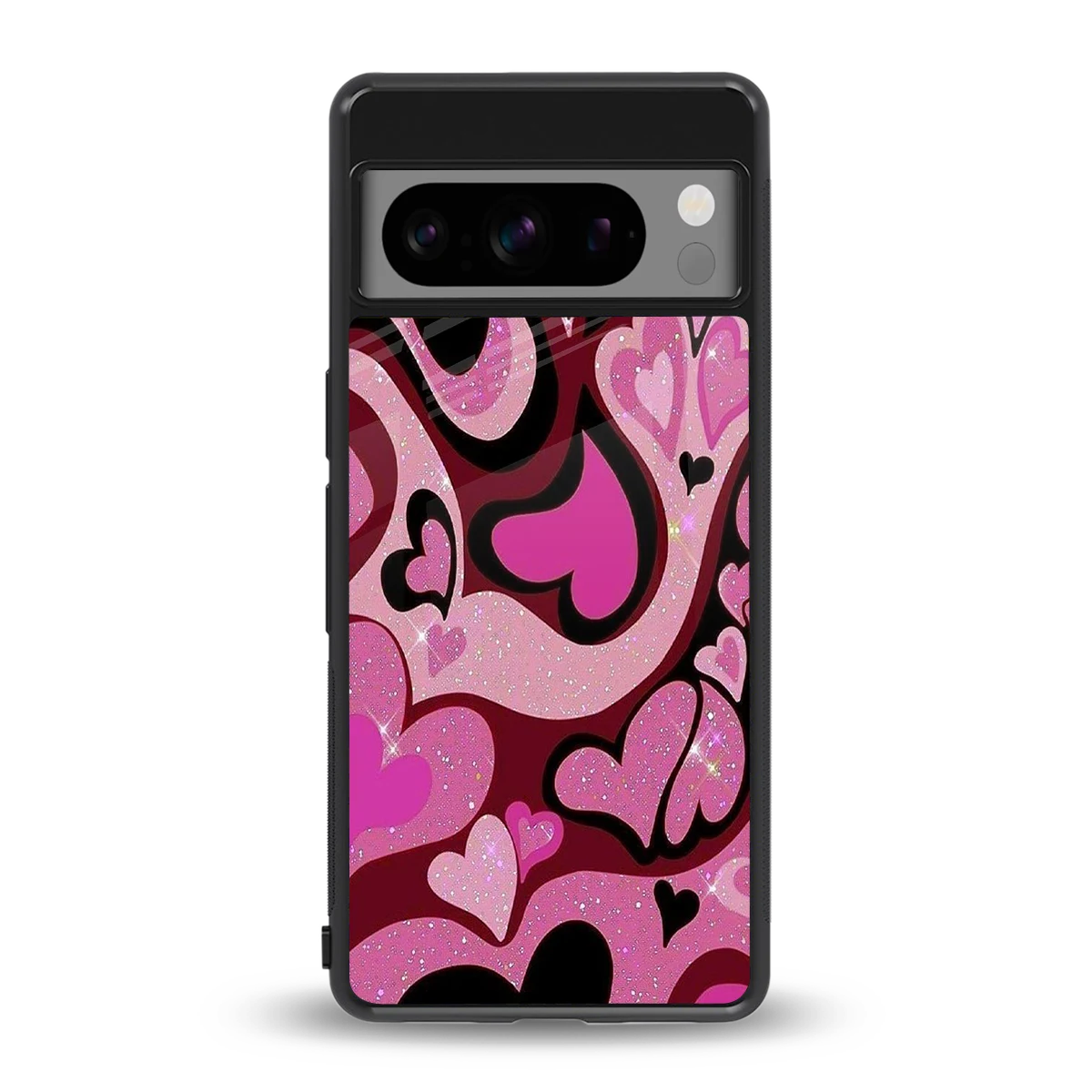 Y2K Magenta Meltdown Hearts back phone cover | glass case for google pixel 8 pro