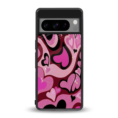 Y2K Magenta Meltdown Hearts back phone cover | glass case for google pixel 8 pro