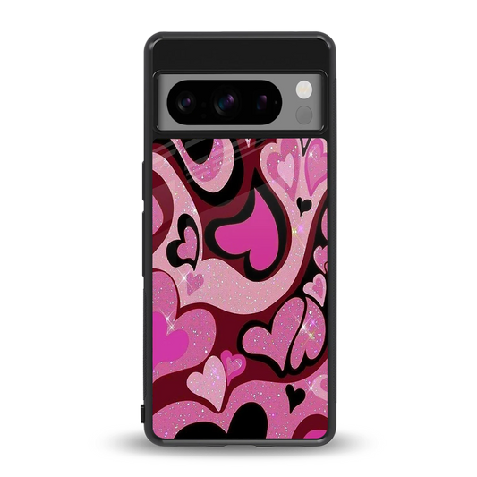Y2K Magenta Meltdown Hearts back phone cover | glass case for google pixel 8 pro