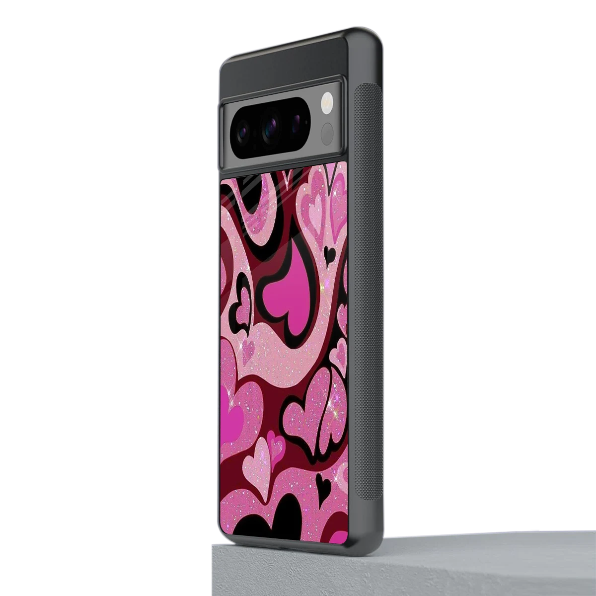 Y2K Magenta Meltdown Hearts stylish phone case for google pixel 8 pro | glossy glass and slim fit