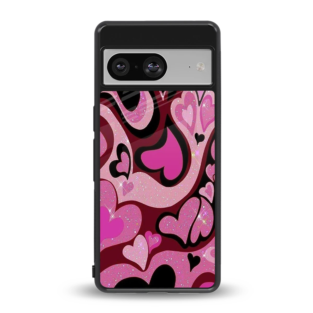 Y2K Magenta Meltdown Hearts back phone cover | glass case for google pixel 8