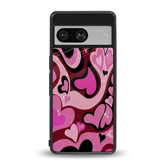 Y2K Magenta Meltdown Hearts back phone cover | glass case for google pixel 8