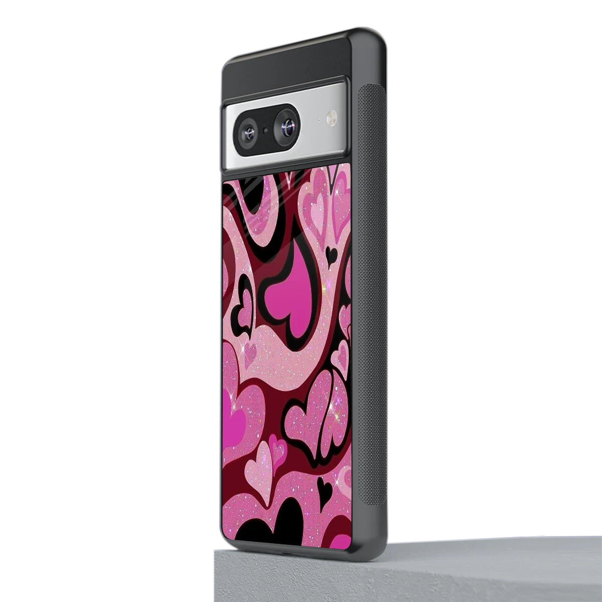 Y2K Magenta Meltdown Hearts stylish phone case for google pixel 8 | glossy glass and slim fit
