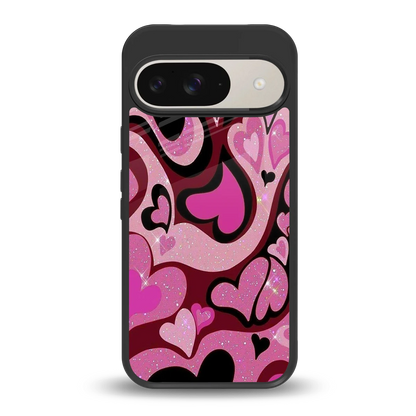 Y2K Magenta Meltdown Hearts back phone cover | glass case for google pixel 9