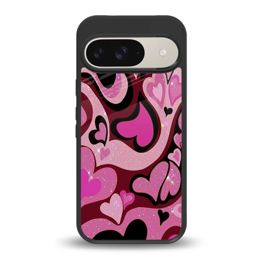 Y2K Magenta Meltdown Hearts back phone cover | glass case for google pixel 9