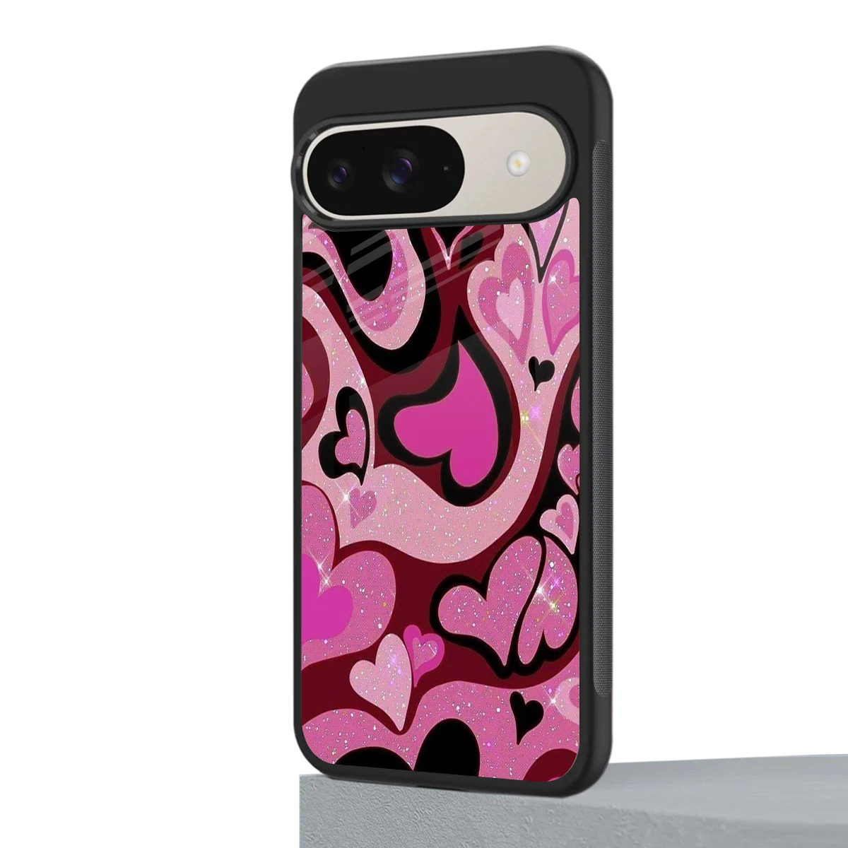 Y2K Magenta Meltdown Hearts google pixel 9 mobile cover | shockproof glass phone case