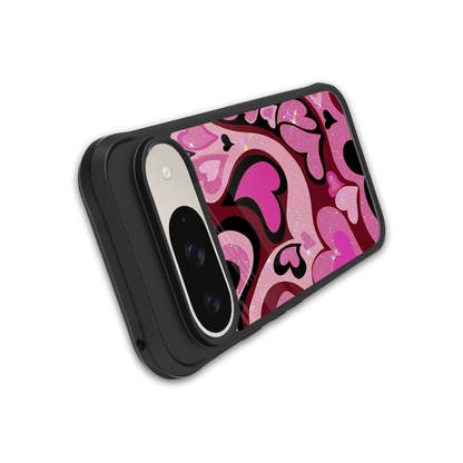 Y2K Magenta Meltdown Hearts stylish phone case for google pixel 9 | glossy glass and slim fit