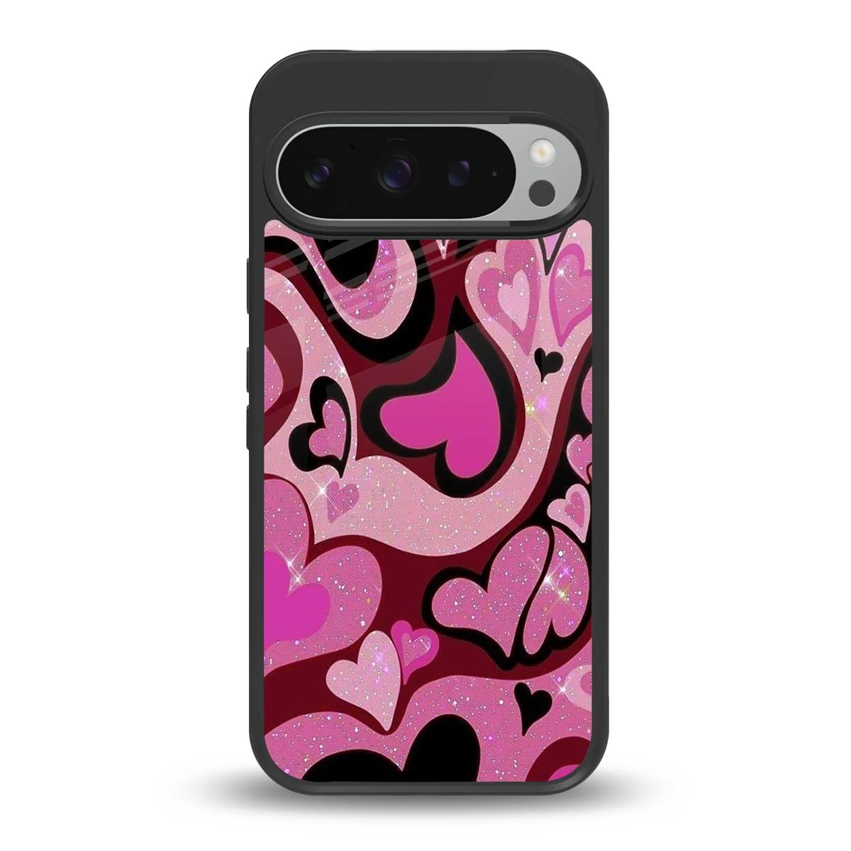 Y2K Magenta Meltdown Hearts back phone cover | glass case for google pixel 9 pro xl