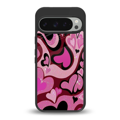 Y2K Magenta Meltdown Hearts back phone cover | glass case for google pixel 9 pro xl