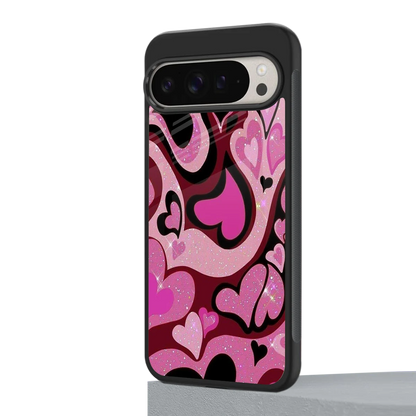 Y2K Magenta Meltdown Hearts google pixel 9 pro xl mobile cover | shockproof glass phone case