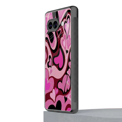 Y2K Magenta Meltdown Hearts google pixel 10a mobile cover | shockproof glass phone case
