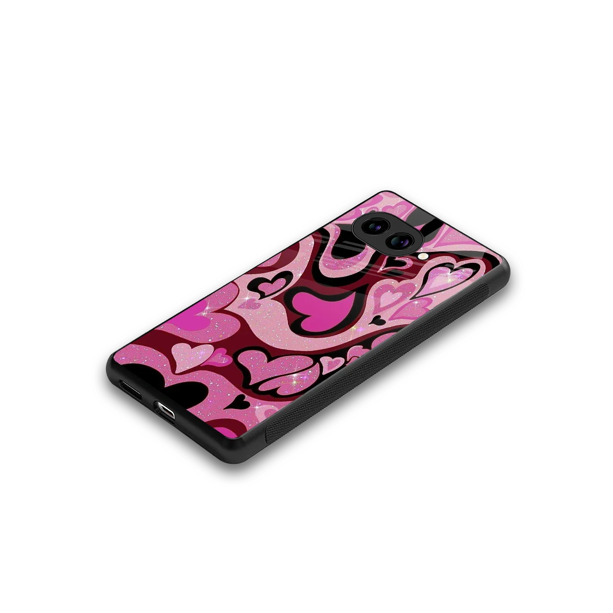 Y2K Magenta Meltdown Hearts stylish phone case for google pixel 10a | glossy glass and slim fit