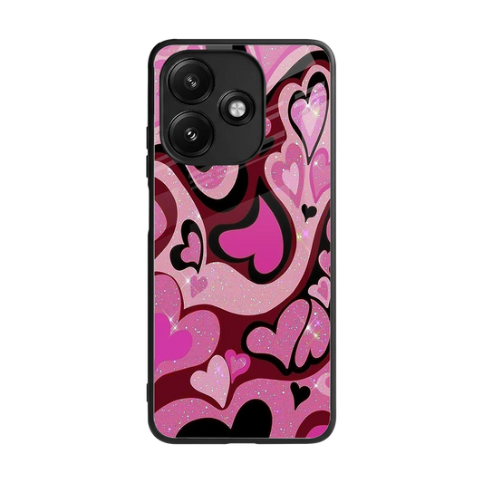 Y2K Magenta Meltdown Hearts back phone cover | glass case for redmi 12 5g