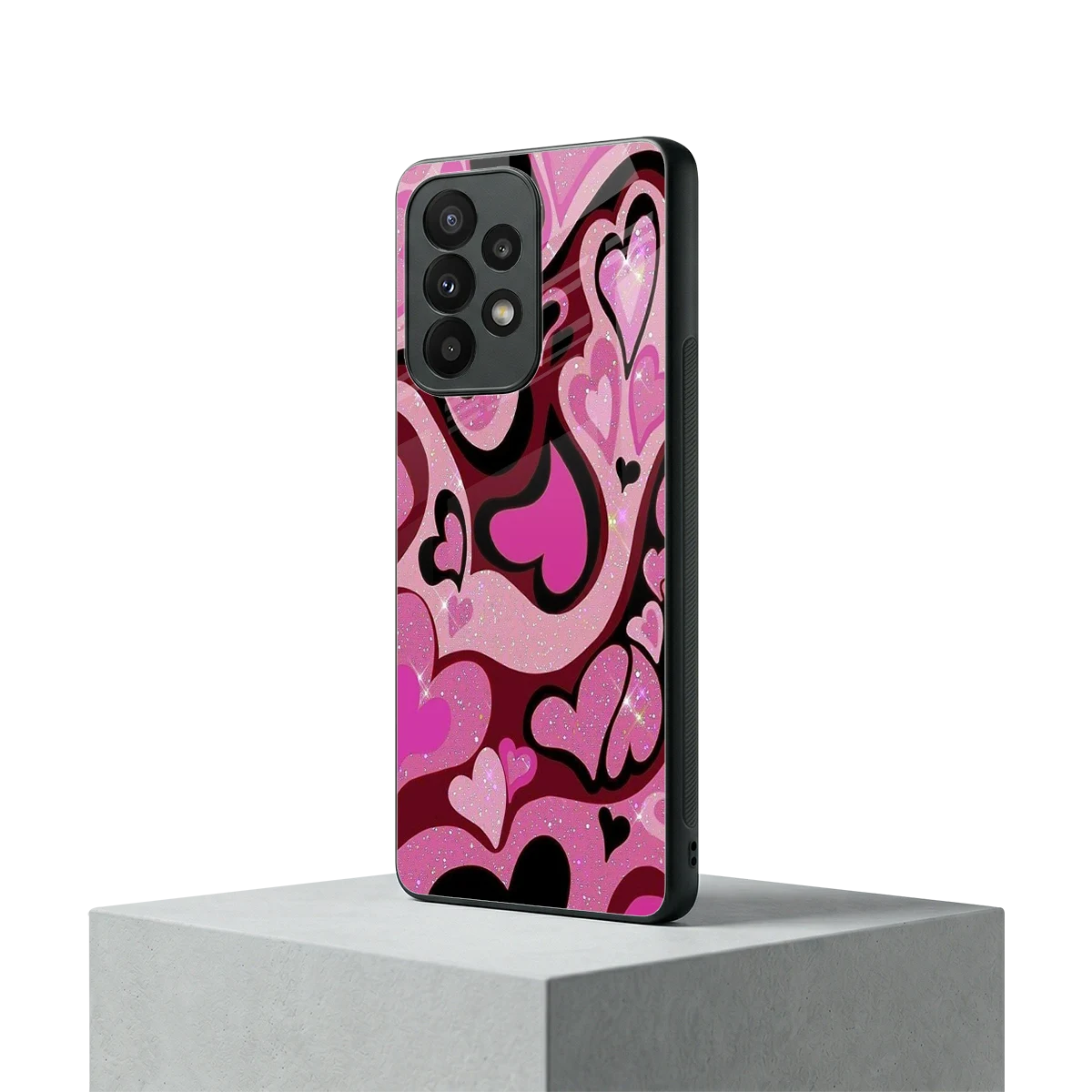 Y2K Magenta Meltdown Hearts samsung galaxy a23 mobile cover | shockproof glass phone case