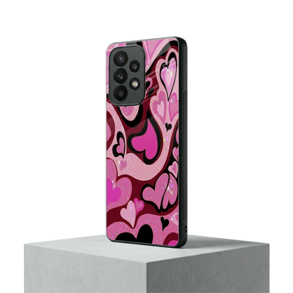Y2K Magenta Meltdown Hearts samsung galaxy a23 mobile cover | shockproof glass phone case