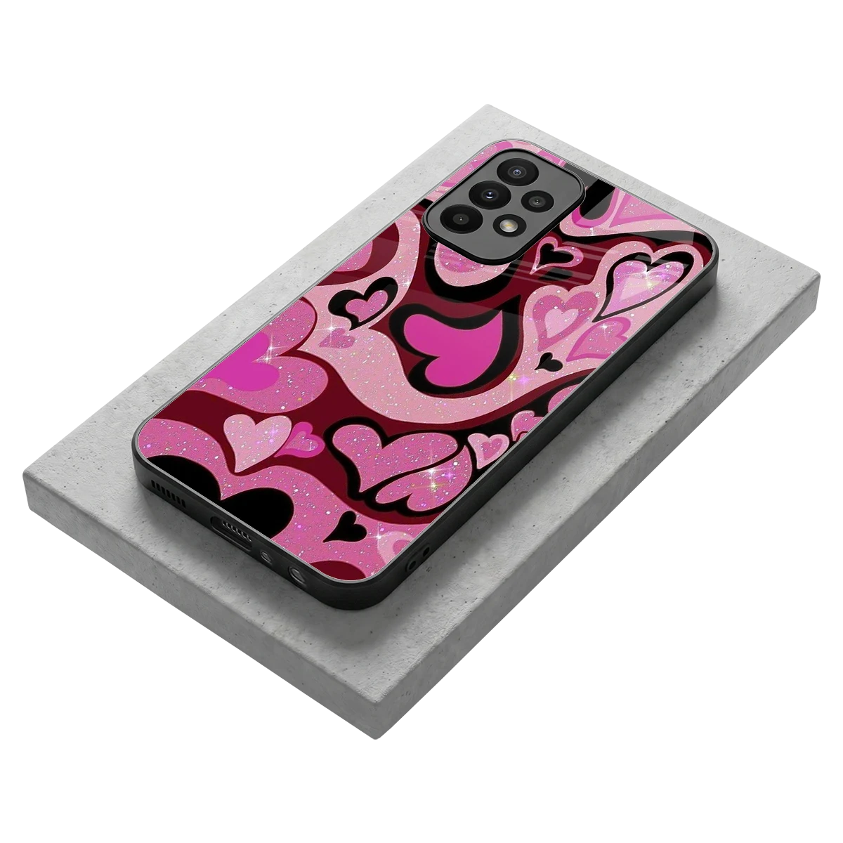 Y2K Magenta Meltdown Hearts stylish phone case for samsung galaxy a23 | glossy glass and slim fit