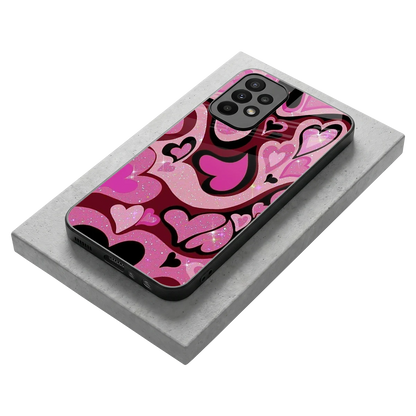 Y2K Magenta Meltdown Hearts stylish phone case for samsung galaxy a23 | glossy glass and slim fit