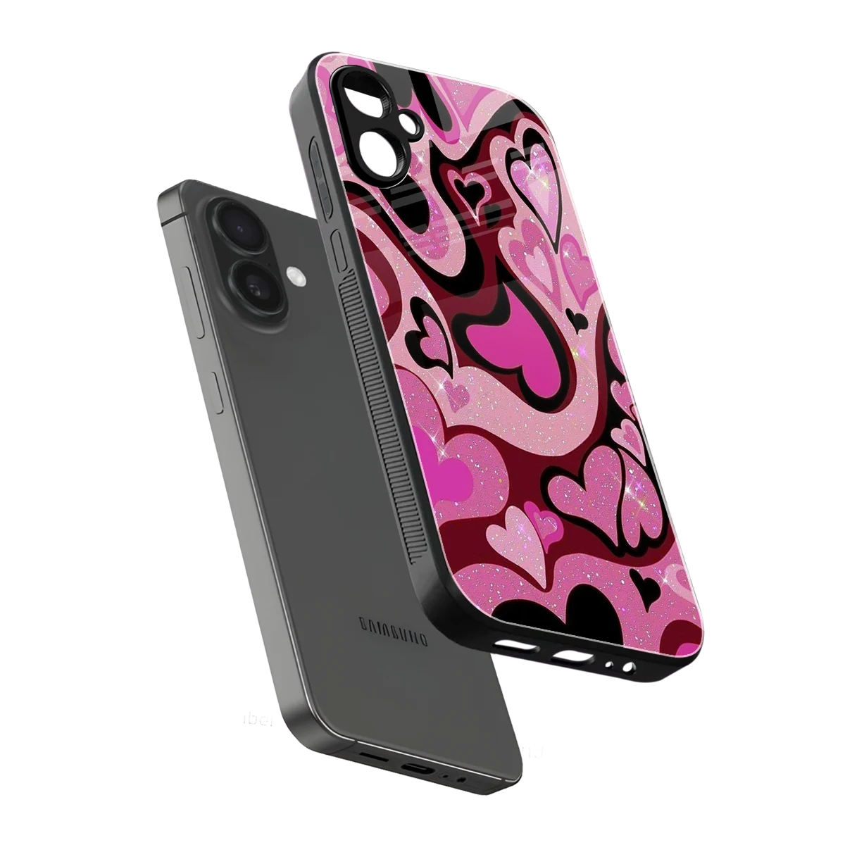 Y2K Magenta Meltdown Hearts sleek samsung galaxy a06 5g cover with tempered glass back and TPU edges