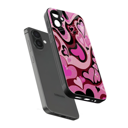 Y2K Magenta Meltdown Hearts sleek samsung galaxy a06 5g cover with tempered glass back and TPU edges