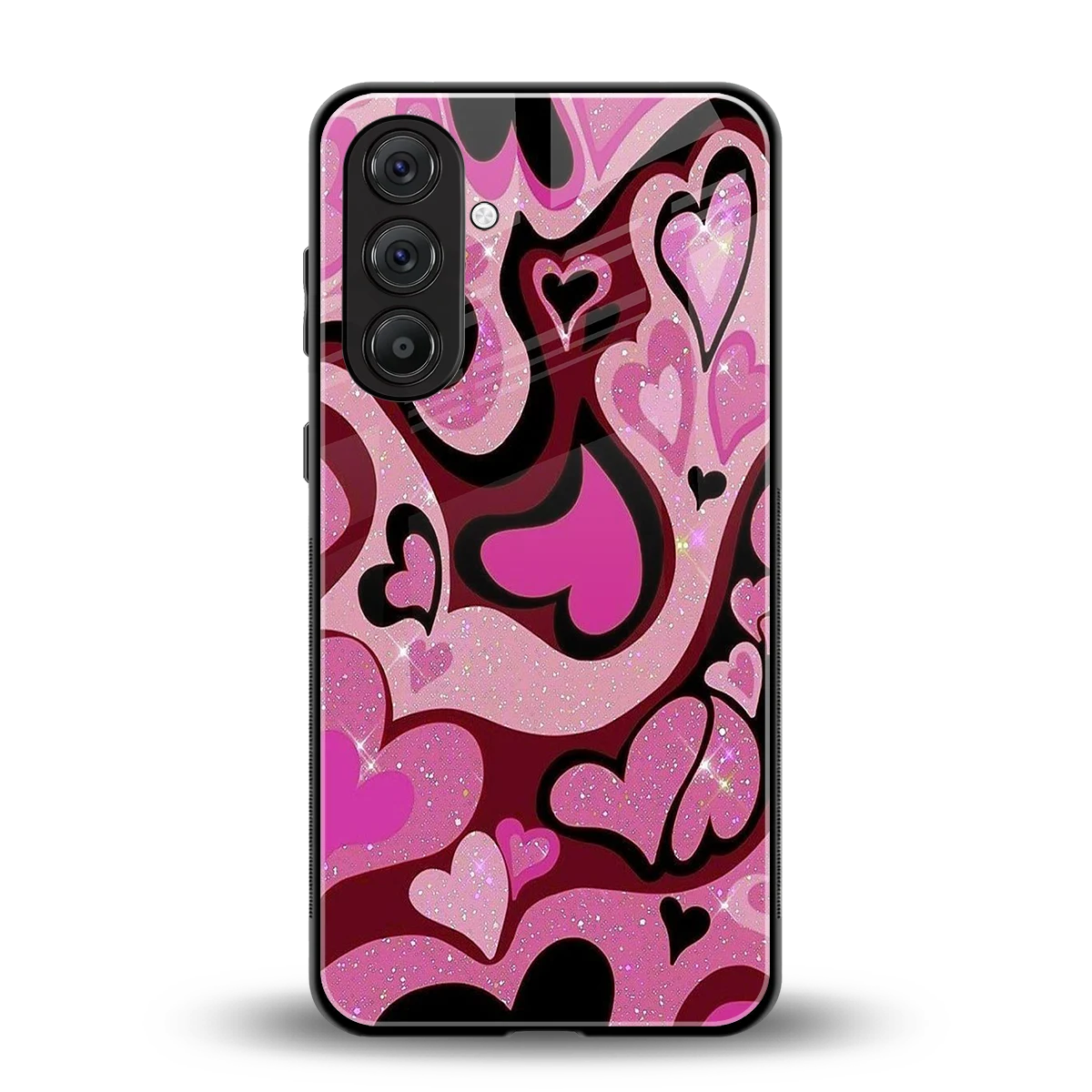 Y2K Magenta Meltdown Hearts back phone cover | glass case for samsung galaxy a55 5g