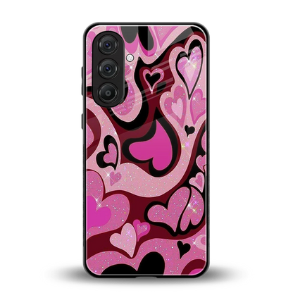 Y2K Magenta Meltdown Hearts back phone cover | glass case for samsung galaxy a55 5g