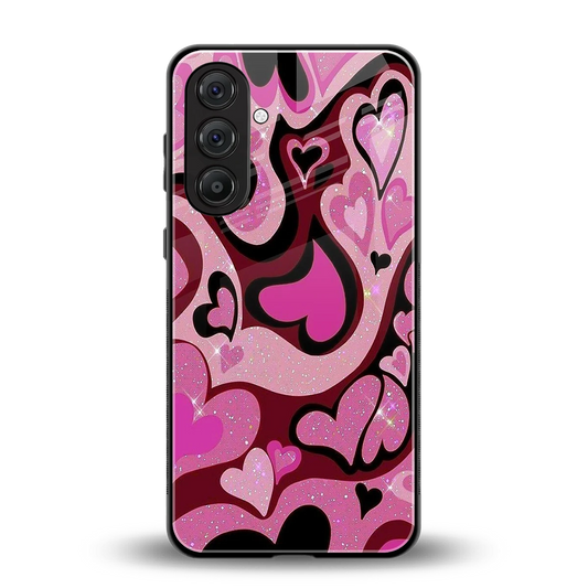 Y2K Magenta Meltdown Hearts back phone cover | glass case for samsung galaxy m36 5g