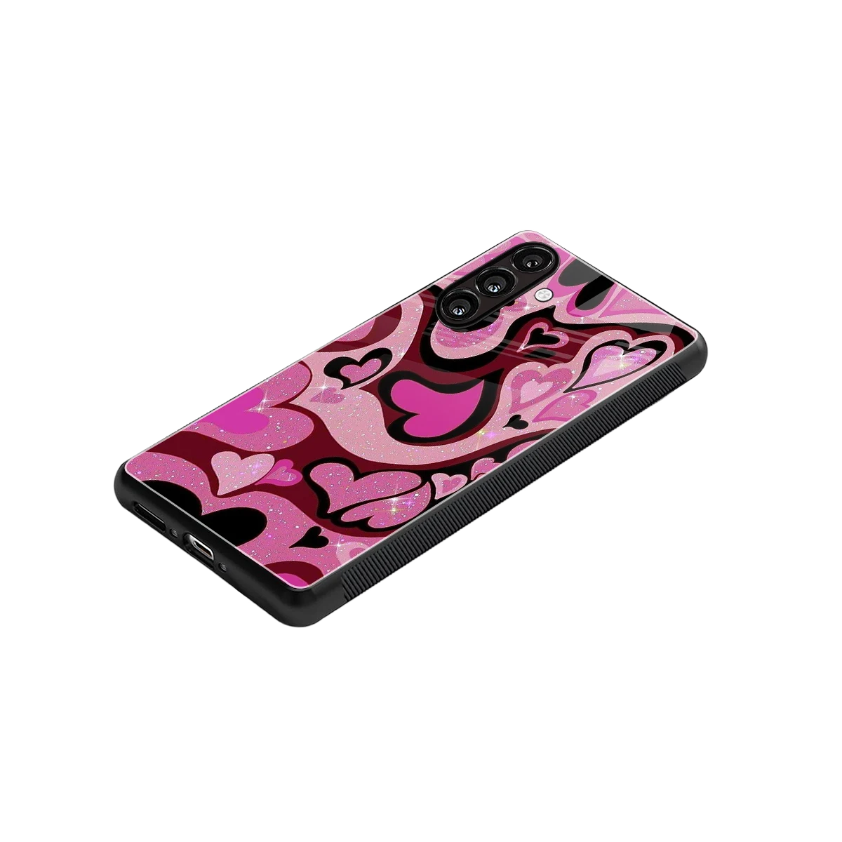 Y2K Magenta Meltdown Hearts stylish phone case for samsung galaxy a55 5g | glossy glass and slim fit