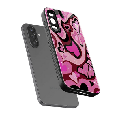 Y2K Magenta Meltdown Hearts sleek samsung galaxy a17 5g cover with tempered glass back and TPU edges