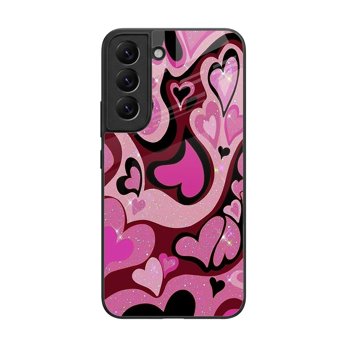 Y2K Magenta Meltdown Hearts back phone cover | glass case for samsung galaxy s22