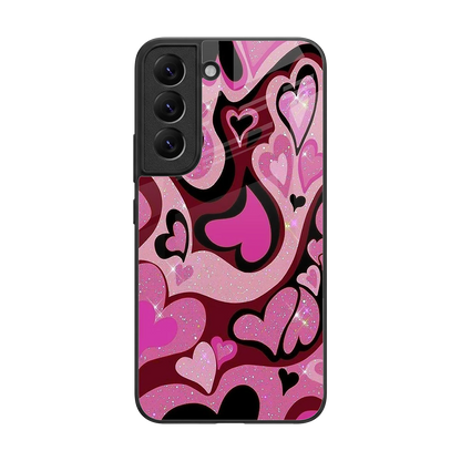 Y2K Magenta Meltdown Hearts back phone cover | glass case for samsung galaxy s22
