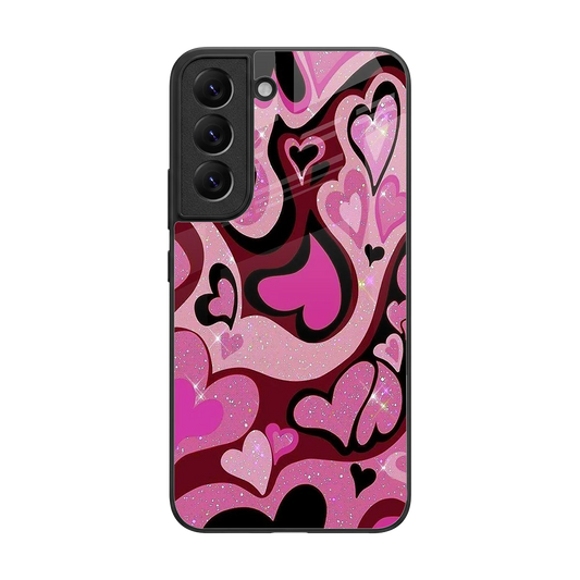 Y2K Magenta Meltdown Hearts back phone cover | glass case for samsung galaxy s22