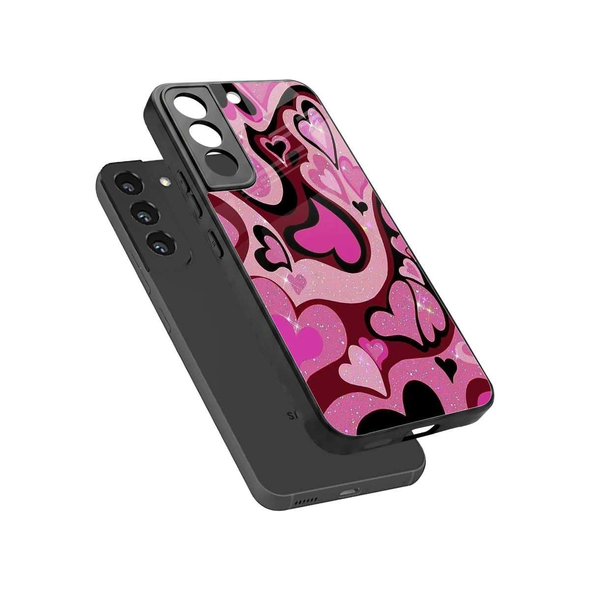 Y2K Magenta Meltdown Hearts sleek samsung galaxy s22 cover with tempered glass back and TPU edges