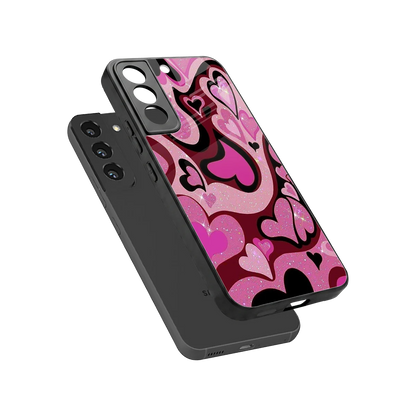 Y2K Magenta Meltdown Hearts sleek samsung galaxy s22 cover with tempered glass back and TPU edges