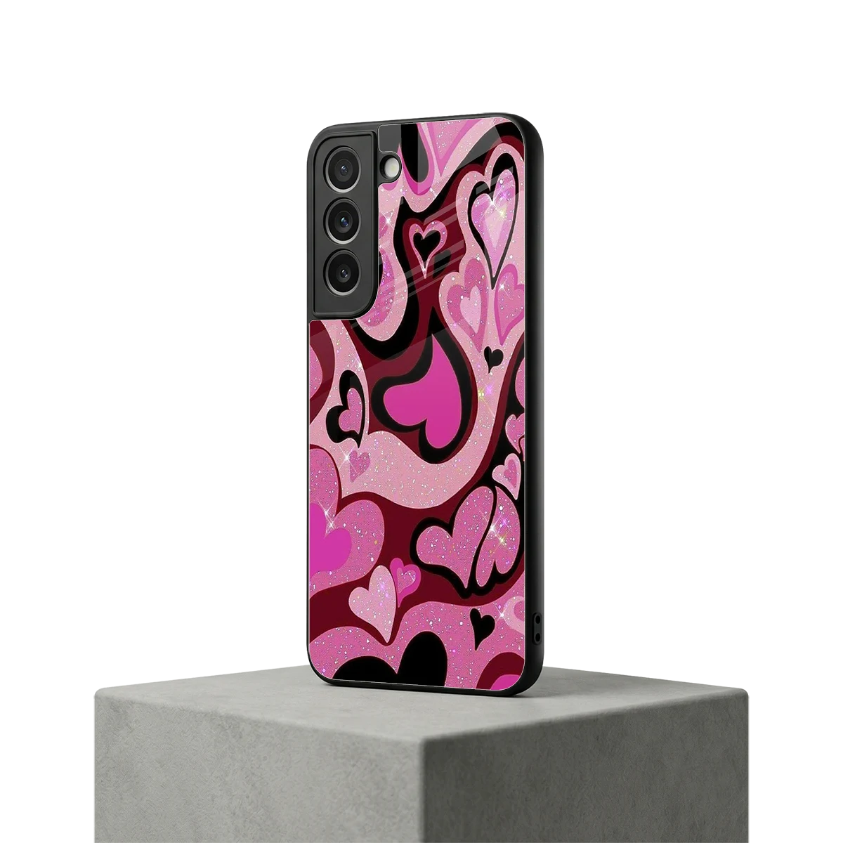 Y2K Magenta Meltdown Hearts samsung galaxy s22 mobile cover | shockproof glass phone case