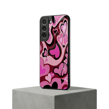 Y2K Magenta Meltdown Hearts samsung galaxy s22 mobile cover | shockproof glass phone case