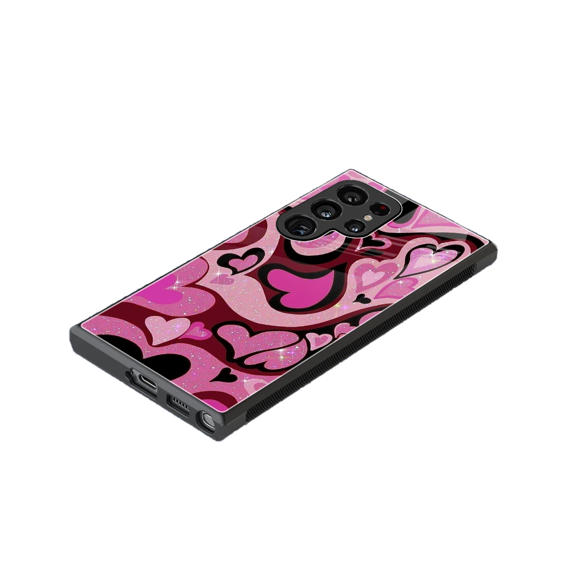 Y2K Magenta Meltdown Hearts stylish phone case for samsung galaxy s24 ultra | glossy glass and slim fit