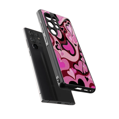Y2K Magenta Meltdown Hearts sleek samsung galaxy s25 ultra cover with tempered glass back and TPU edges