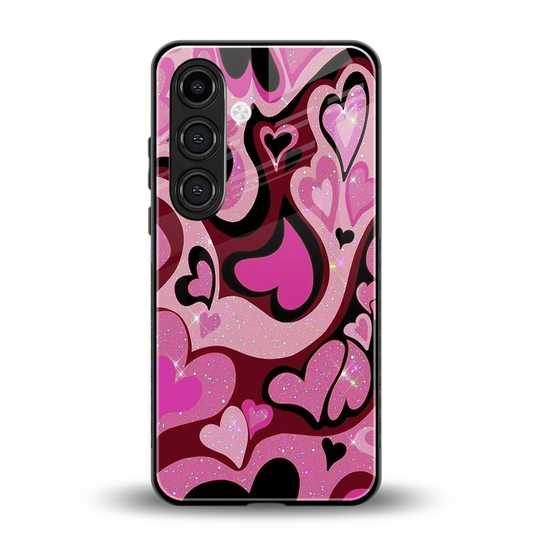 Y2K Magenta Meltdown Hearts back phone cover | glass case for samsung galaxy s24
