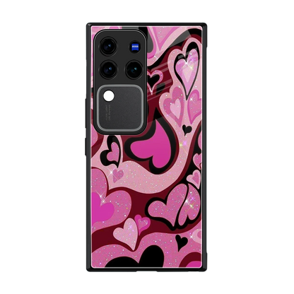 Y2K Magenta Meltdown Hearts back phone cover | glass case forvivo v30 pro