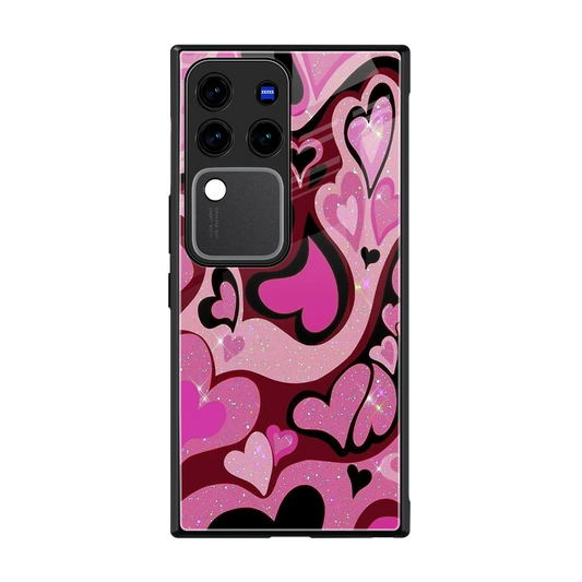 Y2K Magenta Meltdown Hearts back phone cover | glass case forvivo v30 pro
