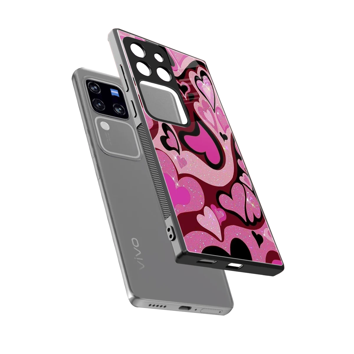 Y2K Magenta Meltdown Hearts sleekvivo v30 pro cover with tempered glass back and TPU edges