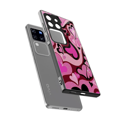 Y2K Magenta Meltdown Hearts sleekvivo v30 pro cover with tempered glass back and TPU edges