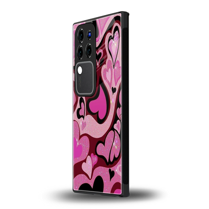 Y2K Magenta Meltdown Heartsvivo v30 pro mobile cover | shockproof glass phone case