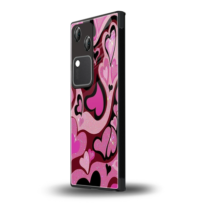 Y2K Magenta Meltdown Hearts vivo v30 mobile cover | shockproof glass phone case