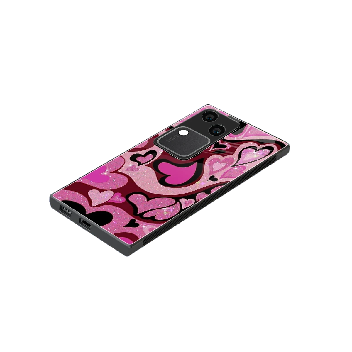 Y2K Magenta Meltdown Hearts stylish phone case for vivo v30 | glossy glass and slim fit