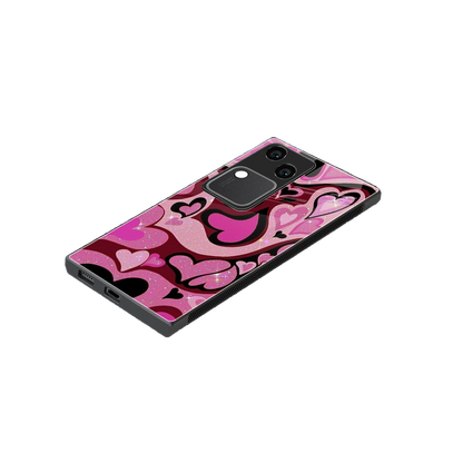 Y2K Magenta Meltdown Hearts stylish phone case for vivo v30 | glossy glass and slim fit